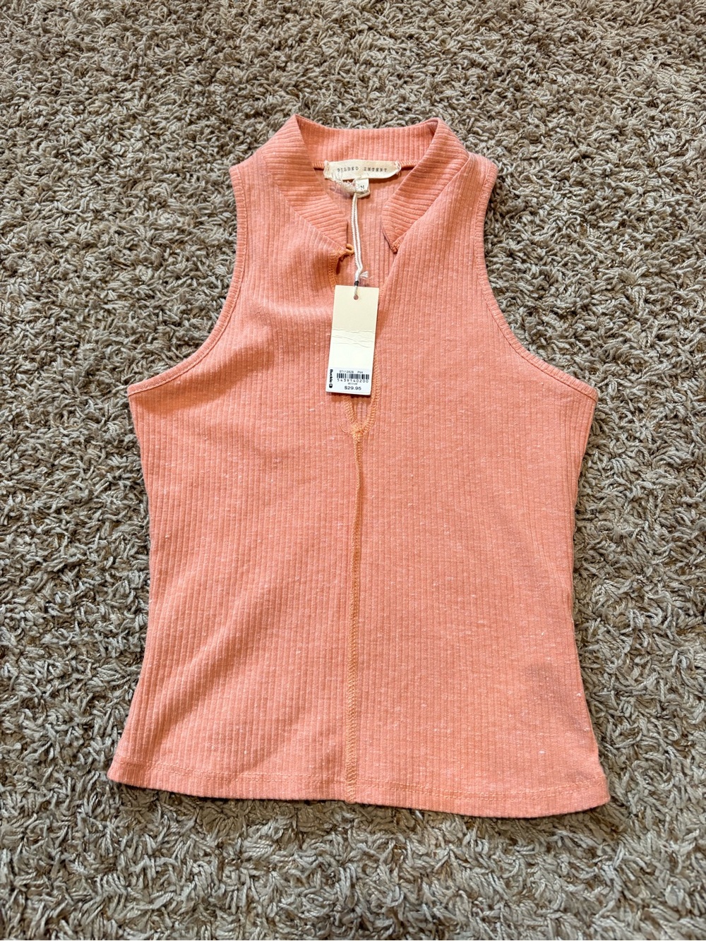 Gilded Intent Ribbed Cropped Tank Top in Coral Peach Womens size Medium NWT!!
